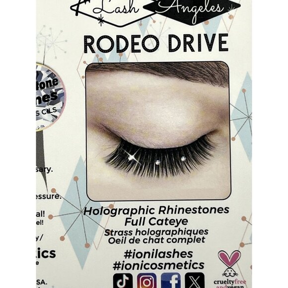 Ioni 3D Faux Mink Lashes – Rodeo Drive Holographic Rhinestones Full Cat Eye - Picture 7 of 7